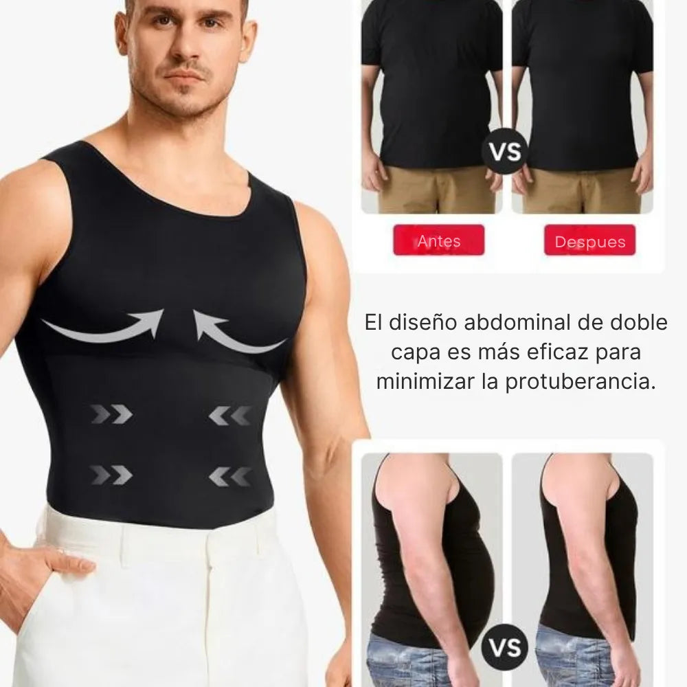 2 Camisillas de Compresión StrongFit. Colores Negra y Blanca