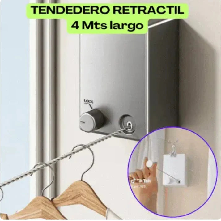 Tendedero Retráctil TensorMax: Seca tu ropa sin quitarle espacio a tu hogar. Soporta 20kg 🧺 ¡Cero Caídas!