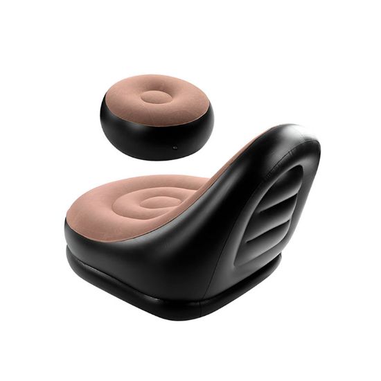 Sillón inflable Ultra-Confort + Reposapiés: Tu Nuevo Rincón de Relajación en Minutos