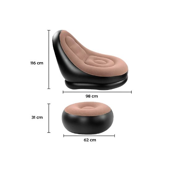 Sillón inflable Ultra-Confort + Reposapiés: Tu Nuevo Rincón de Relajación en Minutos