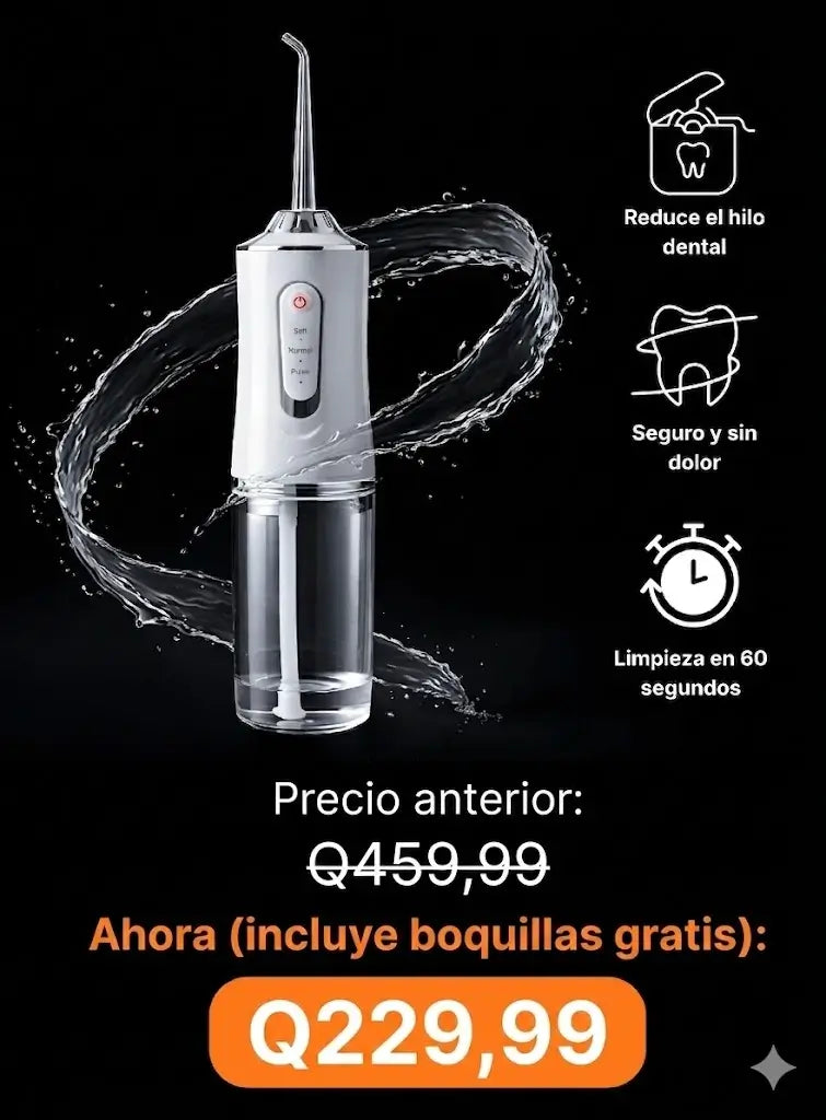 Irrigador oral Elimina la suciedad atascada entre tus dientes en solo 60 segundos
