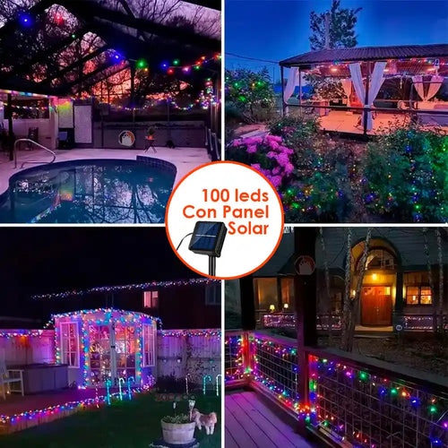 Ilumina tu Navidad sin cables ni complicaciones: Cadena Solar 100 LED para exterior 12 metros