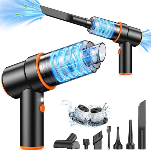 CleanPRO - Mini Aspiradora Portátil Superpotente, aspira y sopla. Todos los accesorios incluidos.