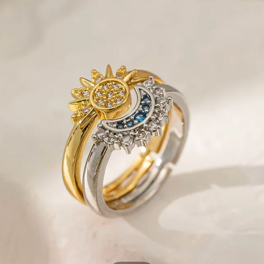 Duo sol y Luna anillos ajustables
