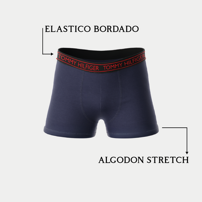 Pack x3 Bóxer Tommy Hilfiger - Algodón Premium y Ajuste Perfecto (Negro, Turquí y Marino)