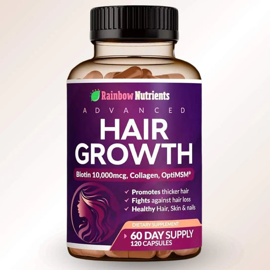 ¡HAIR GROWTH ADVANCED - SIN AZUCAR - LOGRA UN CABELLO DE ENSUEÑO DESDE LA PRIMERA SEMANA! 120 capsulas
