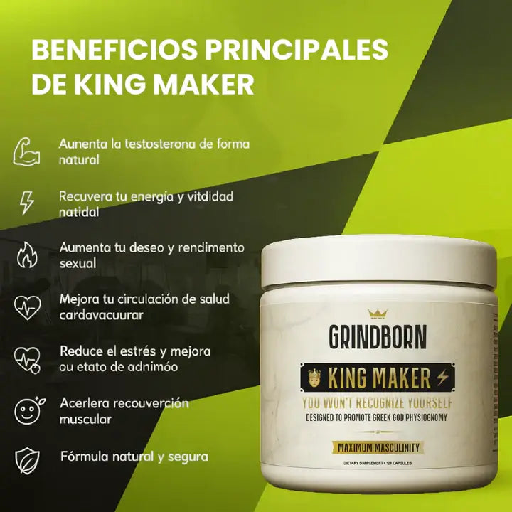KING MAKER- MEJORA EL RENDIMIENTO FÍSICO Y AUMENTA LOS NIVELES NATURALES DE TESTOSTERONA💪🔥