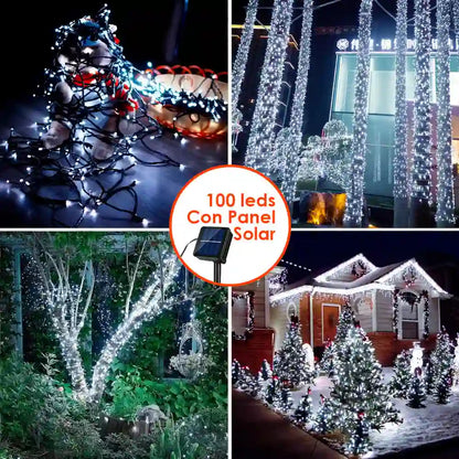 Ilumina tu Navidad sin cables ni complicaciones: Cadena Solar 100 LED para exterior 12 metros