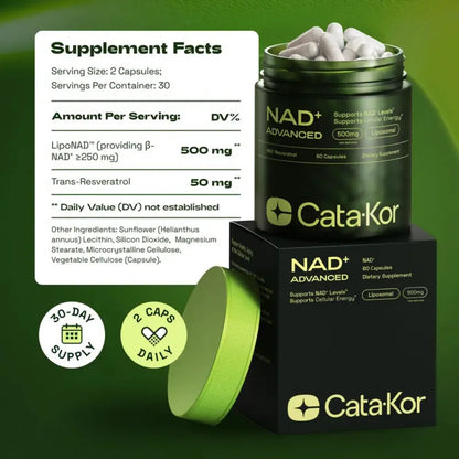 NAD+ADVANCED CATA-Kor: Energía celular premium para sentirte joven, alerta y vibrante.