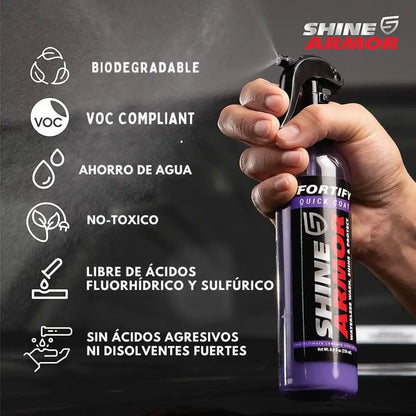 SHINE ARMOR CAR KIT COMPLETO - Recubrimiento cerámico 3 en 1 con 2 paños de microfibra premium.