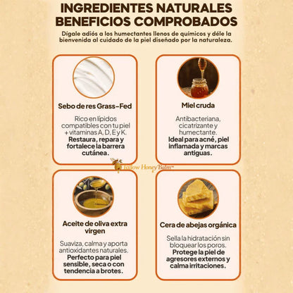 Tallow Honey Balm™ Bálsamo Orgánico de Sebo de Res y Miel Hidratación Ancestral