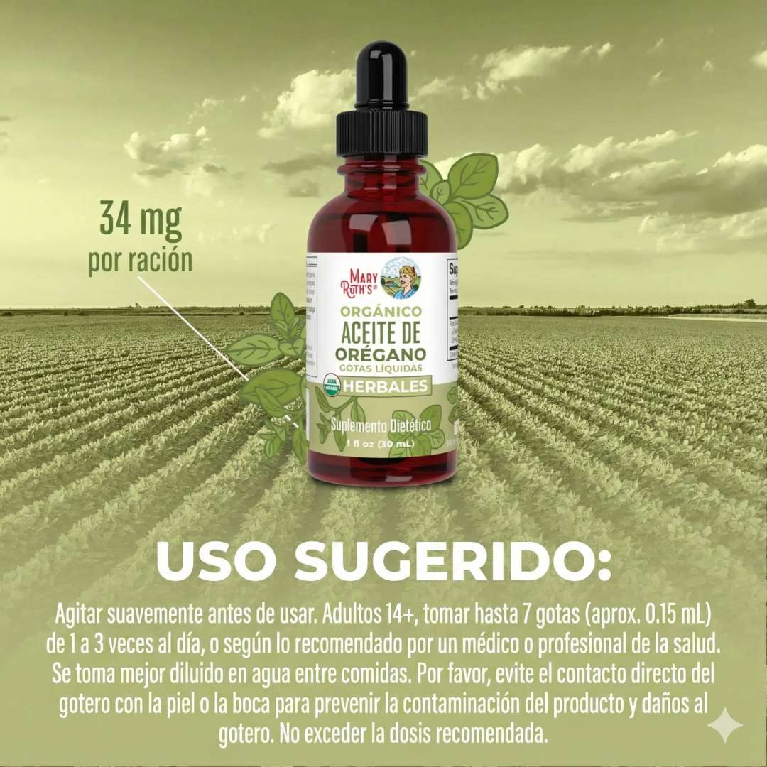MaryRuth's, Gotas De Aceite De Orégano orgánico, elimina el hongo cándida e helicobacter pylori