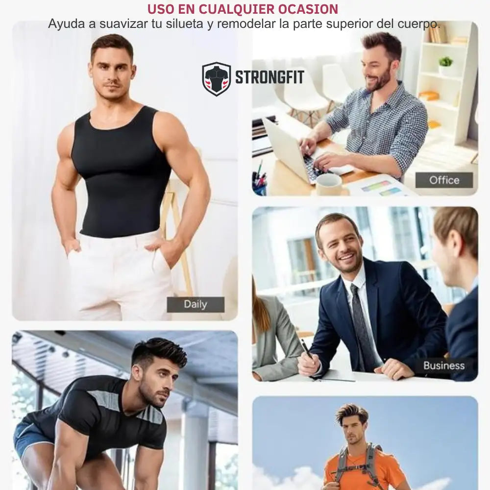2 Camisillas de Compresión StrongFit. Colores Negra y Blanca (Se envía al AZAR).
