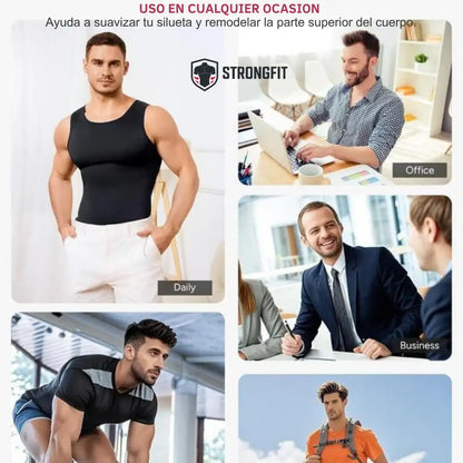 2 Camisillas de Compresión StrongFit. Colores Negra y Blanca (Se envía al AZAR).