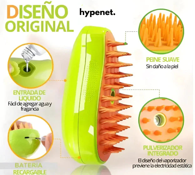 Cepillo 3 EN 1 PetGroomer™ Pro: Baño a Vapor para Gatos y Perros