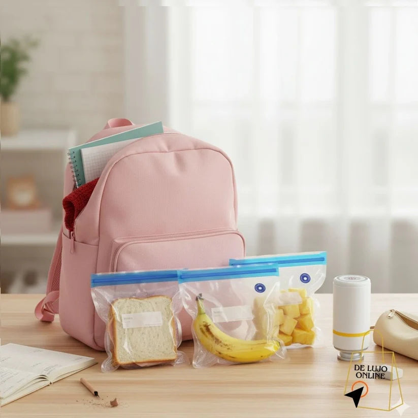 Sellador al vacío, Conserva tu comida hasta 5 veces más tiempo, incluye 6 bolsas reutilizables