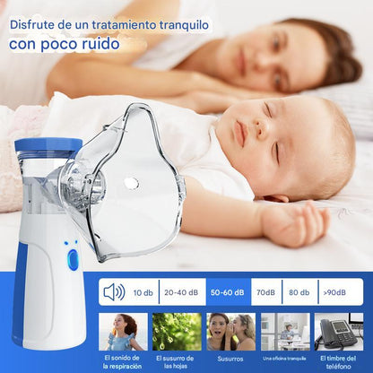 Oxy Pure: Nebulizador Portátil Ultrasonico Recargable con Auto-Limpieza para Adultos y Niños