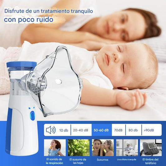 Oxy Pure: Nebulizador Portátil Ultrasonico Recargable con Auto-Limpieza para Adultos y Niños
