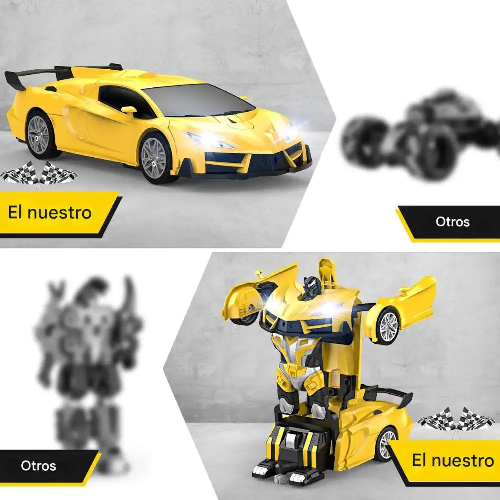Carro Transformer con sensores SIN CONTROL REMOTO, para niños de 3 a 10 años. Se envían colores aleatorios entre amarillo, azul y rojo.