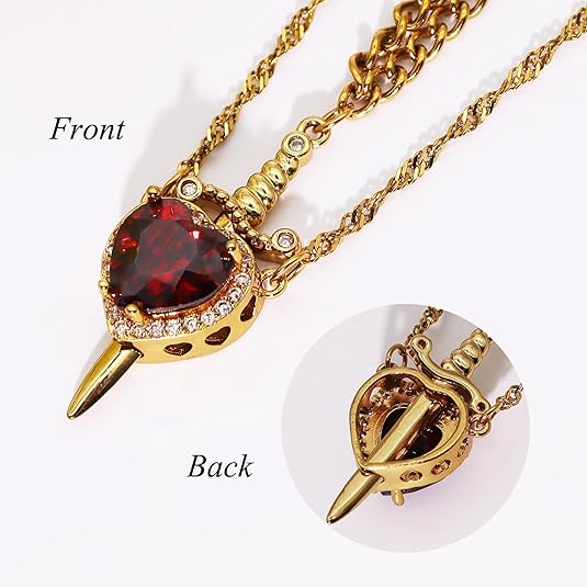 Collar Corazón & Espada 💞 El símbolo de un amor que elige quedarse. Se envía entre dorado y plateado al azar con caja de regalo.