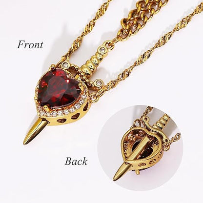 Collar Corazón & Espada 💞 El símbolo de un amor que elige quedarse. Se envía entre dorado y plateado al azar con caja de regalo.