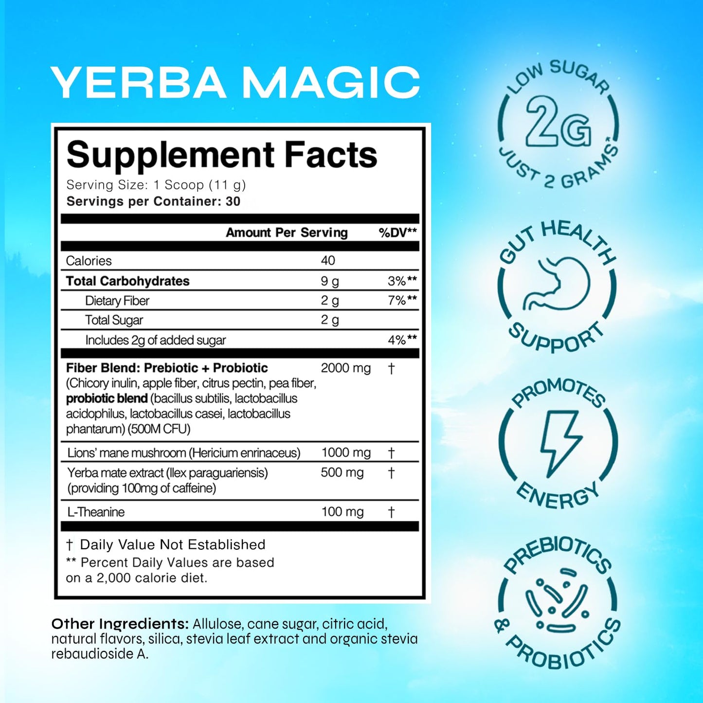 Yerba Magic - Salud intestinal, Desinflama tu estómago y Energía limpia, Cafeína natural 30 porciones