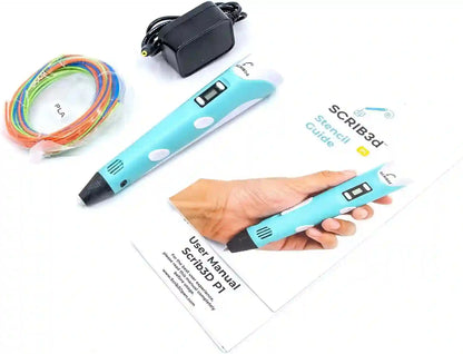 Bolígrafo de impresión 3D con pantalla, incluye bolígrafo 3D, 3 colores iniciales de filamento PLA, libro de plantillas + guía de proyectos y cargador