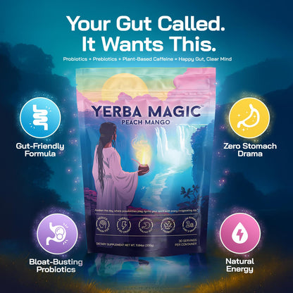 Yerba Magic - Salud intestinal, Desinflama tu estómago y Energía limpia, Cafeína natural 30 porciones