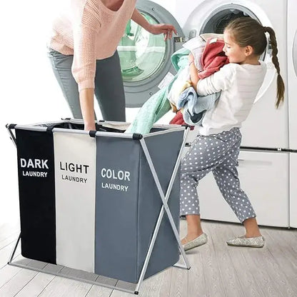 canasta para la ropa de 3 secciones: Clasifica tu ropa al instante y ahorra espacio con el Organizador Plegable