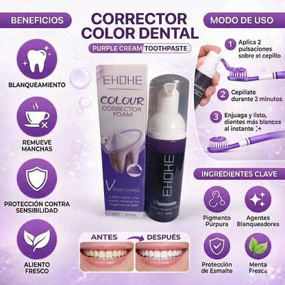Pasta de dientes púrpura con tecnología corrector de color EHOHE
