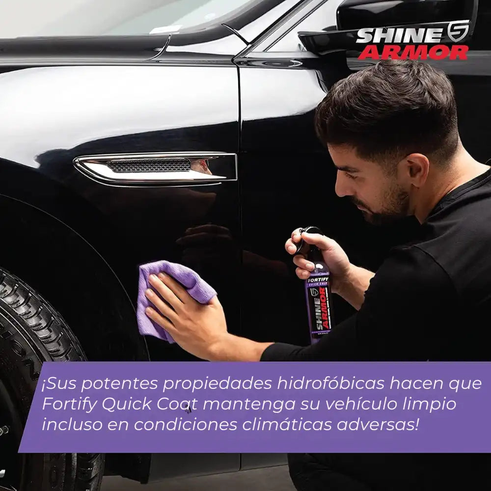 SHINE ARMOR CAR KIT COMPLETO - Recubrimiento cerámico 3 en 1 con 2 paños de microfibra premium.