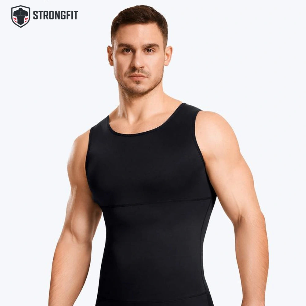 2 Camisillas de Compresión StrongFit. Colores Negra y Blanca (Se envía al AZAR).