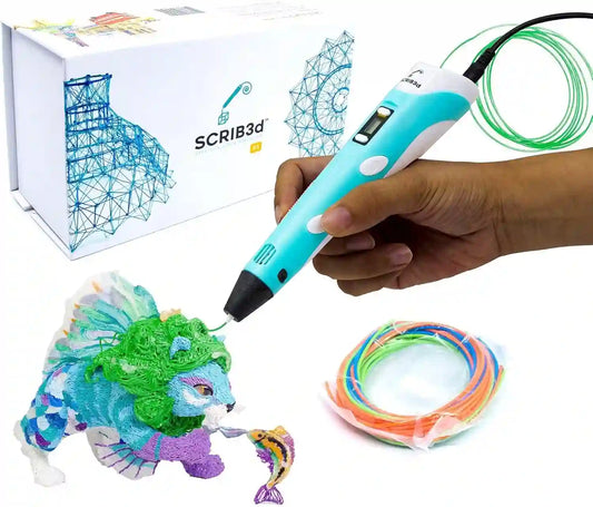 Bolígrafo de impresión 3D con pantalla, incluye bolígrafo 3D, 3 colores iniciales de filamento PLA, libro de plantillas + guía de proyectos y cargador