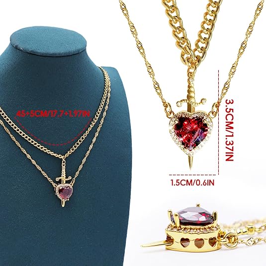 Collar Corazón & Espada 💞 El símbolo de un amor que elige quedarse. Se envía entre dorado y plateado al azar con caja de regalo.