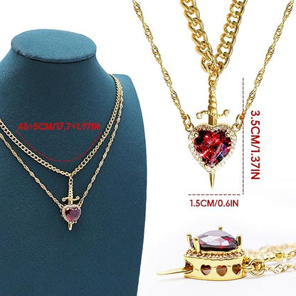 Collar Corazón & Espada 💞 El símbolo de un amor que elige quedarse. Se envía entre dorado y plateado al azar con caja de regalo.