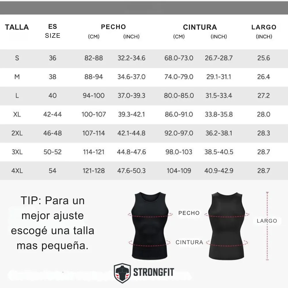 2 Camisillas de Compresión StrongFit. Colores Negra y Blanca (Se envía al AZAR).