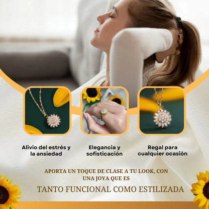 EL MEJOR REGALOR: COMBO COLLAR Y ANILLO GIRASOL GIRATORIO + CAJITA DE REGALO GRATIS🎁