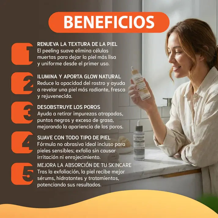 Dr.melaxin Línea de arroz Peel Shot Glow- Exfoliante removedor de células muertas de la piel.