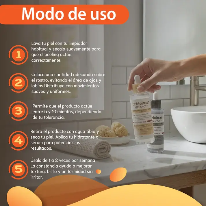 Dr.melaxin Línea de arroz Peel Shot Glow- Exfoliante removedor de células muertas de la piel.