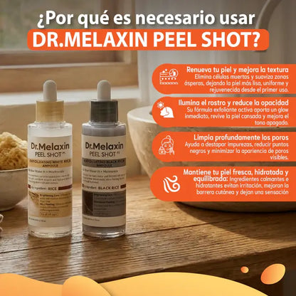 Dr.melaxin Línea de arroz Peel Shot Glow- Exfoliante removedor de células muertas de la piel.