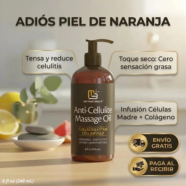 M3 Naturals™: Aceite Reafirmante & Anticelulitis + masajeador GRATIS🎁🎁🎁