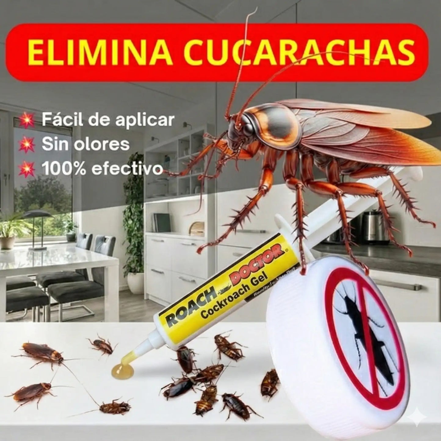 OFERTA 2X1, Gel Anti-cucarachas, Insecticida Eficaz para Cucarachas