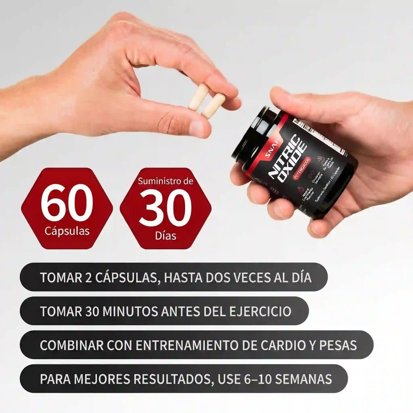 Potenciador de Óxido Nítrico Snap: Dale vida a tu corazón y potencia a tus músculos