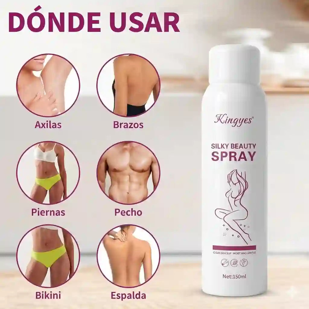 2 X 1 Spray Depilador Kingyes "Silky Beauty": Piel de Seda en 10 Minutos sin Dolor