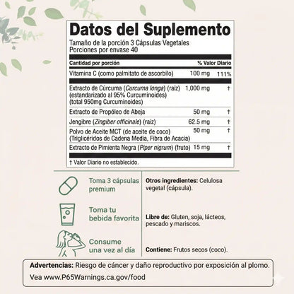 Tumeric: Cúrcuma Premium con BioPerine, Apoyo Natural para tus Articulaciones y Movilidad