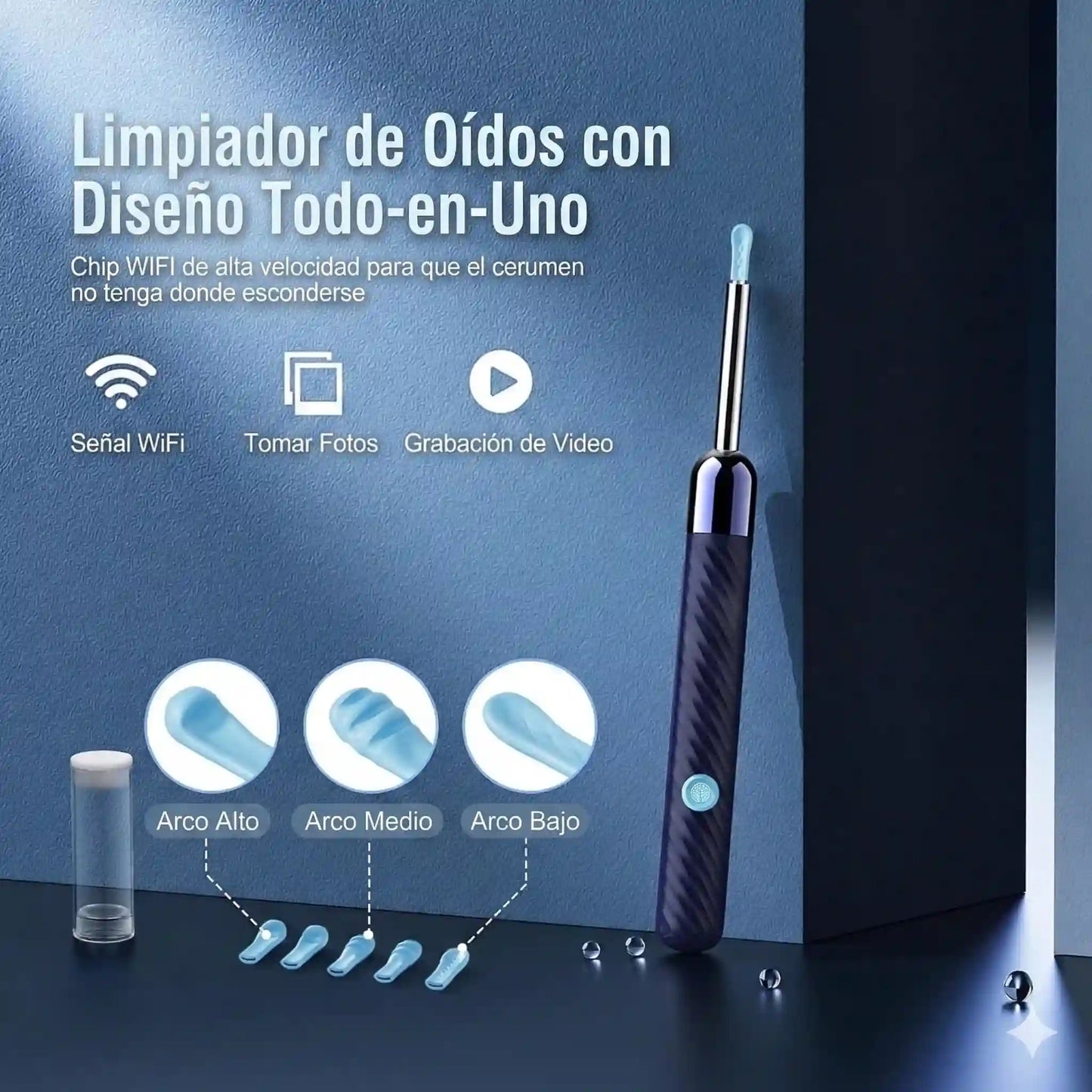 Limpiador de Oídos Inteligente con Cámara HD: Higiene Segura y Precisa en Casa.