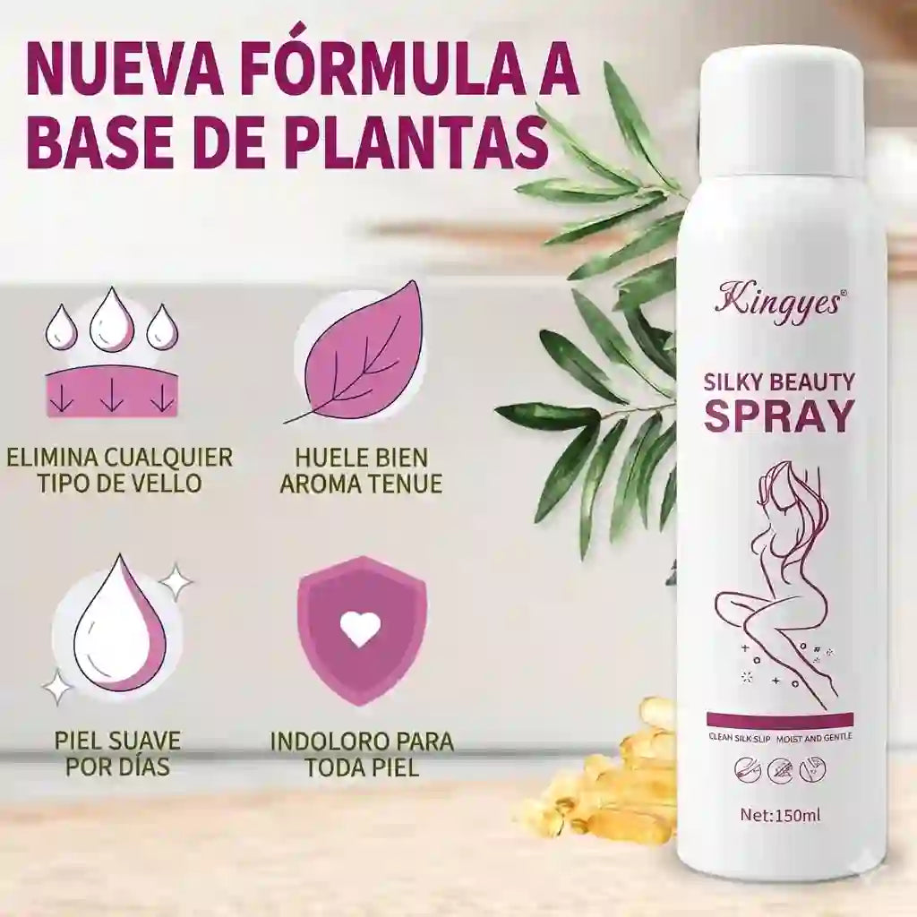 2 X 1 Spray Depilador Kingyes "Silky Beauty": Piel de Seda en 10 Minutos sin Dolor
