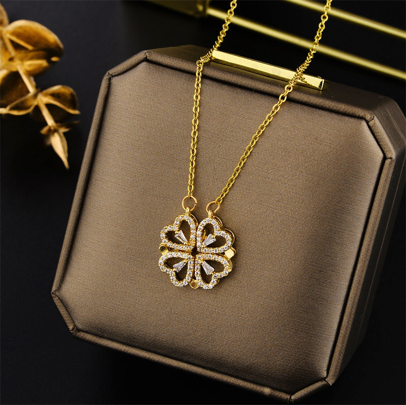 Collar Trebol que se convierte en Collar 4 Corazones - Regalo perfecto para tu pareja esta temporada!