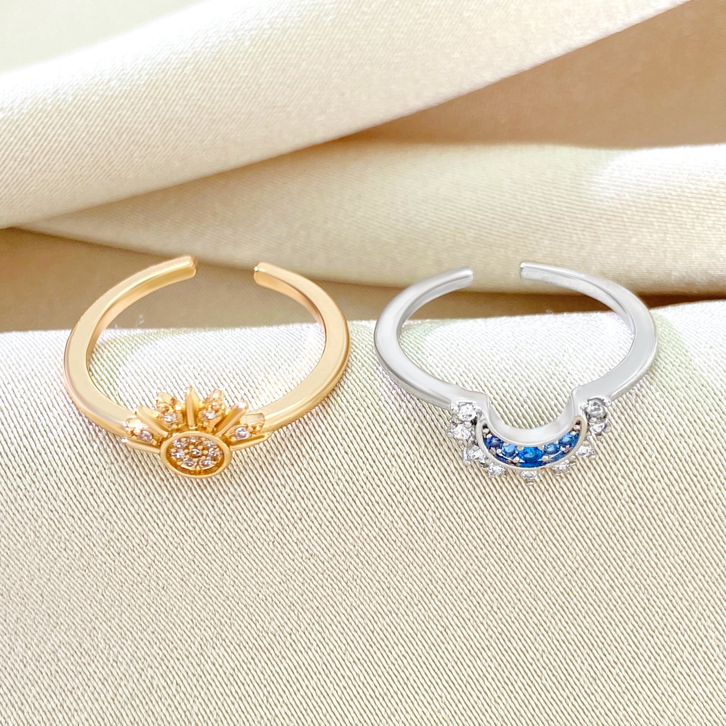 Duo sol y Luna anillos ajustables