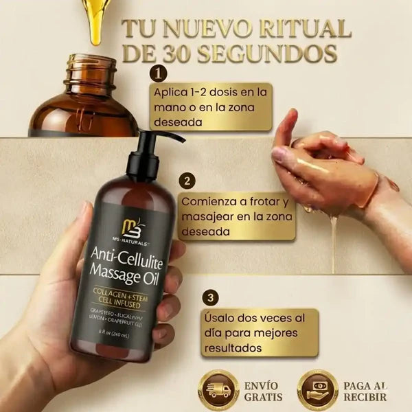 M3 Naturals™: Aceite Reafirmante & Anticelulitis + masajeador GRATIS🎁🎁🎁